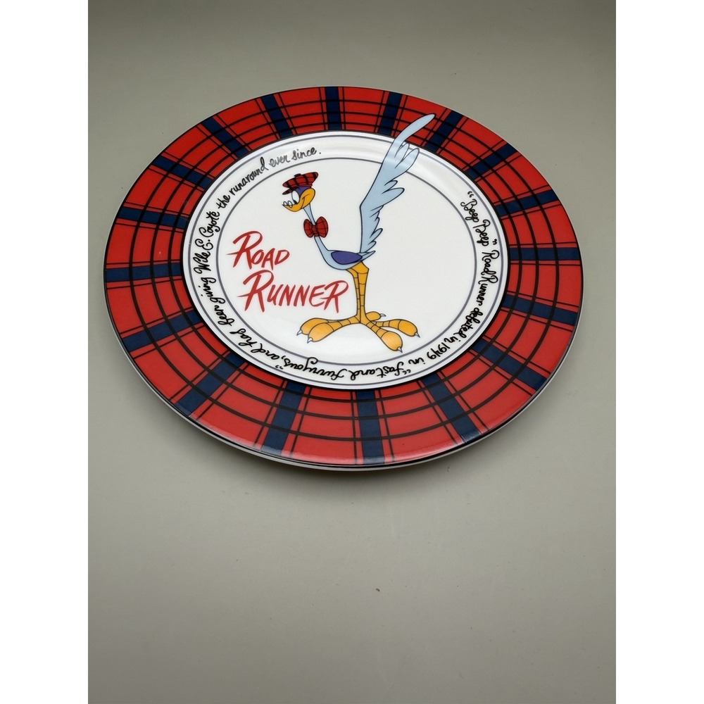 Vintage 1992 Warner Bros Studio Store Road Runner Plaid Collector Ceramic Plate